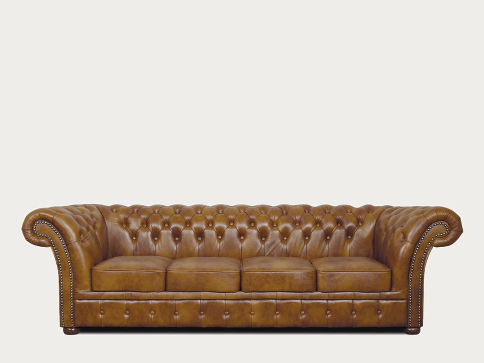 Sofa Winchester 4-osobowa — camelowy brąz