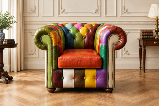 Chesterfield Armchair Patchwork — multicolour leather
