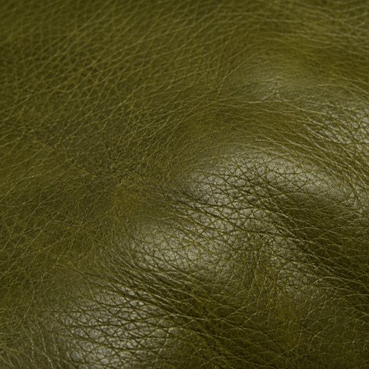 Olive green leather close-up texture detail